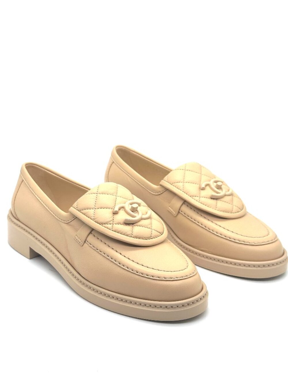 CHANEL 24C Leather Quilted Tab Turn Lock Turnlock CC Loafer Moccasin Flat Shoes - Picture 12 of 14